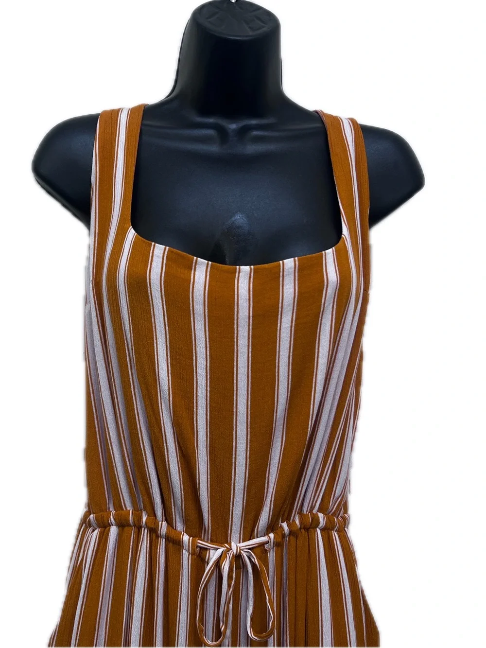 Lulus XL Orange White Stripe Sleeveless Tie Waist Romper